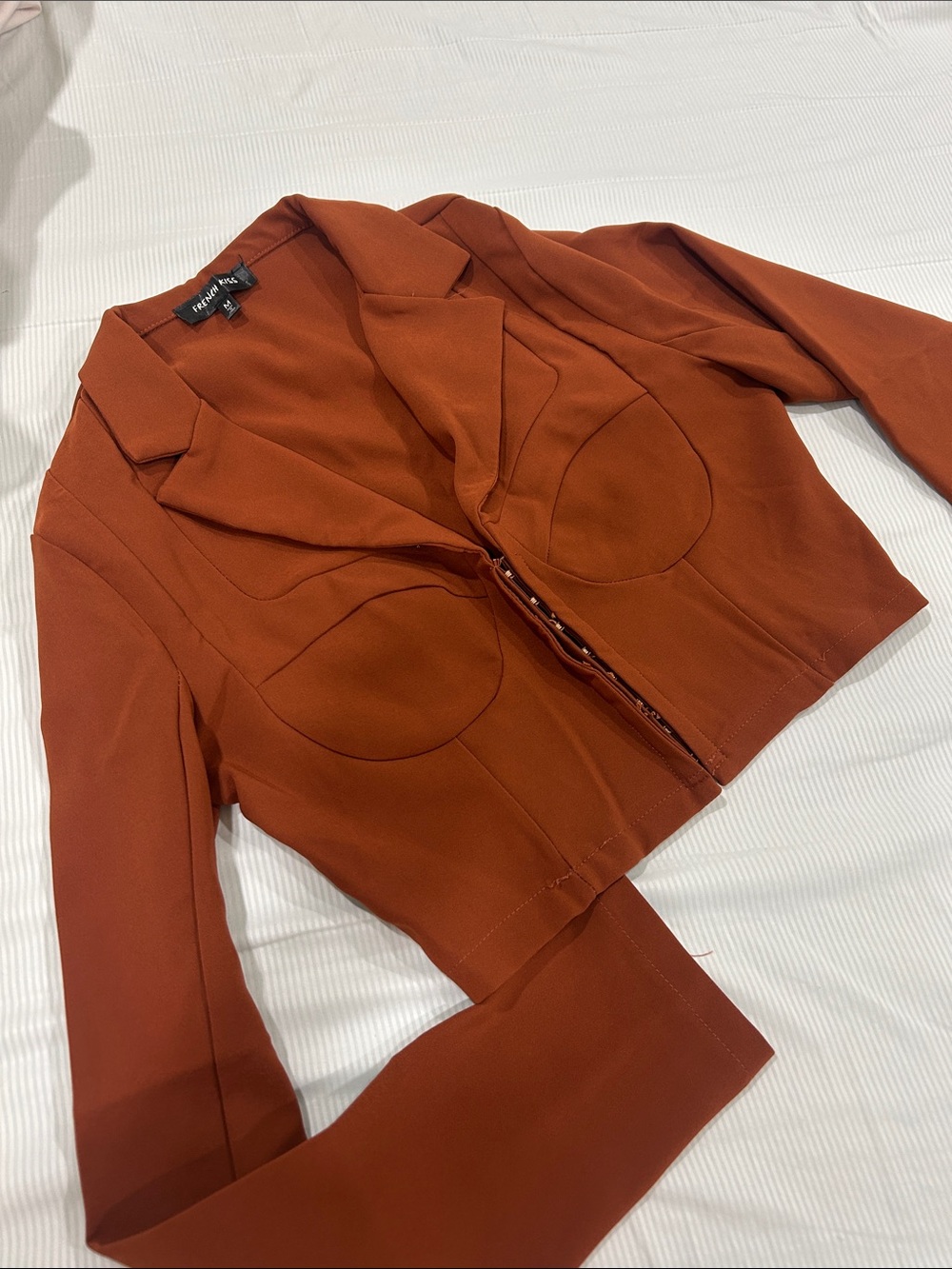 CROPP Cropped Zip Blazer in Brown Like New